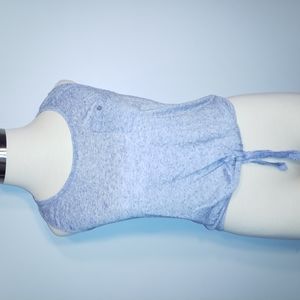 TOP Denim color tank S sleeveless tie bottom pocket